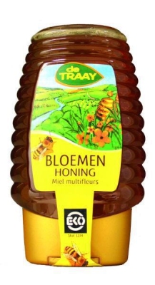Foto van Traay bloemen honing knijpfles eko 375ml via drogist