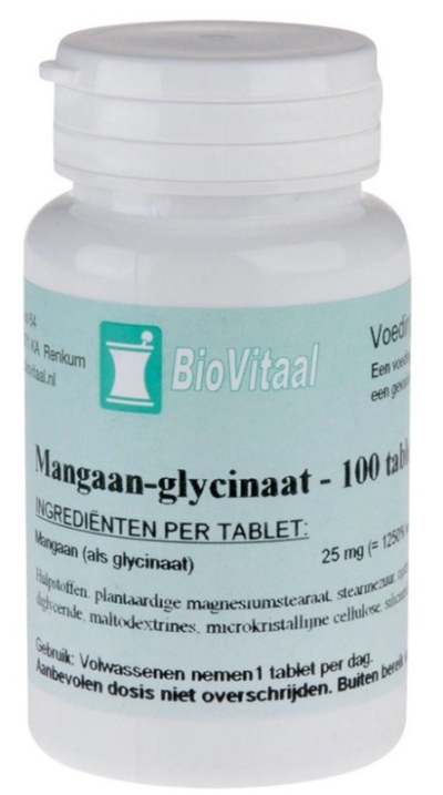 Foto van Biovitaal mangaan glycinaat 100tb via drogist