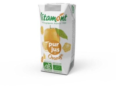 Foto van Vitamont pure sinaasappelsap pak bio 200ml via drogist
