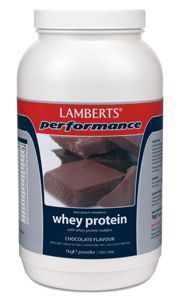 Foto van Lamberts whey protein chocolate 1000g via drogist