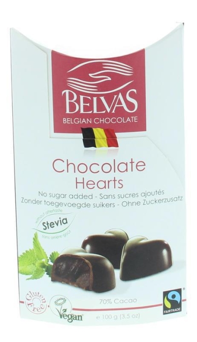 Belvas cocoa hearts stevia 100g  drogist
