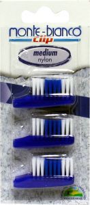 Foto van Monte bianco tandenborstelkop navul medium blauw nylon 3st via drogist