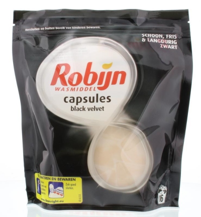 Foto van Robijn wasmiddel capsules black velvet 16st via drogist