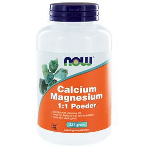 Foto van Now calcium & magnesium 1:1 227g via drogist
