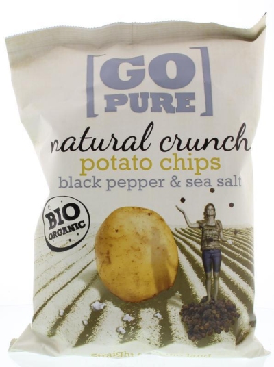 Foto van Go pure chips handcooked black pepper & seasoning 125g via drogist