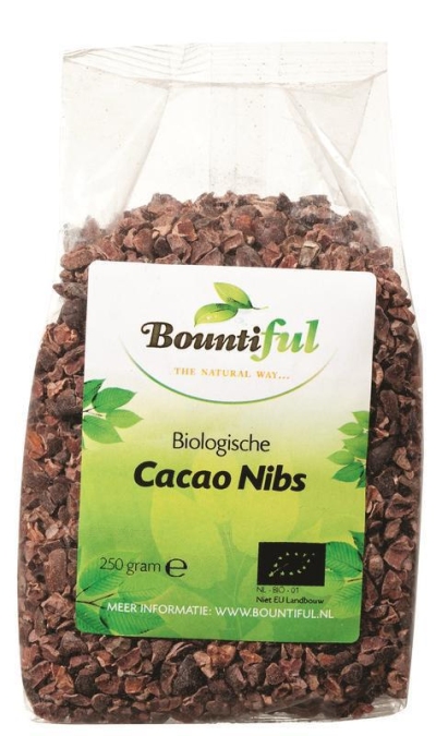 Foto van Bountiful cacao nibs bio 250g via drogist