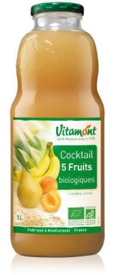 Foto van Vitamont tropische cocktail 5 soorten fruit bio 1000ml via drogist