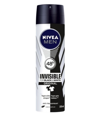 Foto van Nivea for men deospray invisible black & white power 150ml via drogist