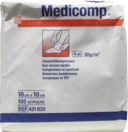 Foto van Medicomp non woven kompres 10 x 10 100st via drogist