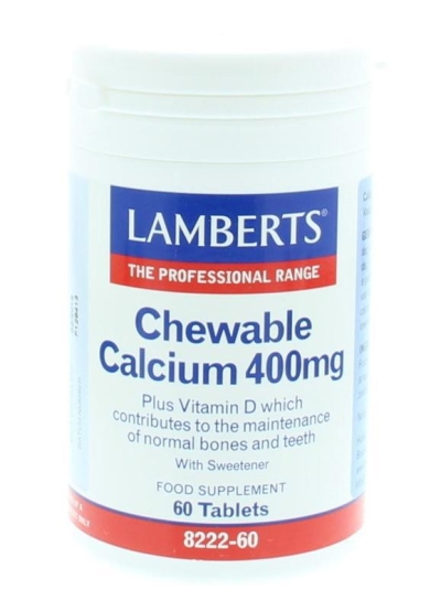 Foto van Lamberts chewable calcium 400 mg 60kt via drogist