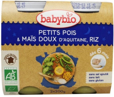 Foto van Babybio groenten erwten mais rijst 2x200g via drogist
