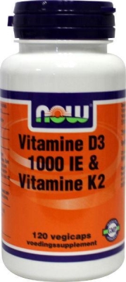 Foto van Now vitamine d3 1000ie & vitamine k2 120cap via drogist