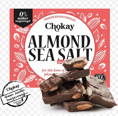 Foto van Chokay puur almond seasalt bio 100gr via drogist