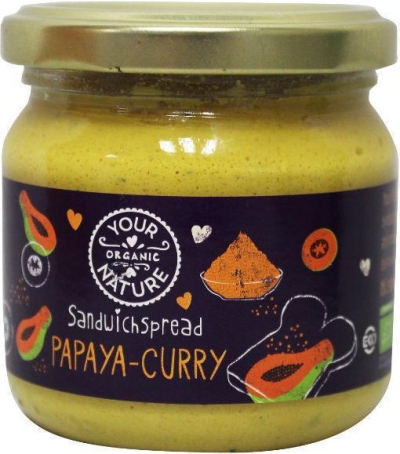 Foto van Your organic nat sandwichspread papaya-curry 180g via drogist