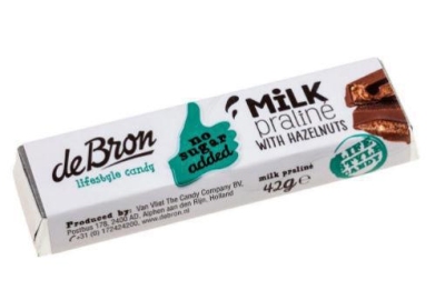 De bron chocolade melk hazelnoot suikervrij 12 x 42g  drogist