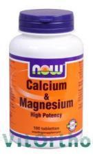 Foto van Now calcium magnesium 500/250mg 100tab via drogist