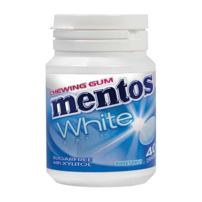 Foto van Mentos gum sweetmint white pot 6 x 40st via drogist