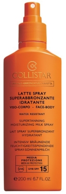 Foto van Collistar zonnebrand supertanning moisturizing milk spray spf 15 200ml via drogist