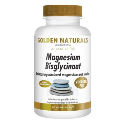 Foto van Golden naturals magnesium bisglycinaat 180tb via drogist