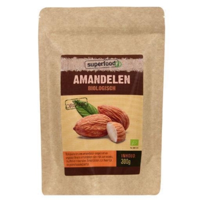 Foto van Superfoodz bruine amandelen bio raw 300g via drogist
