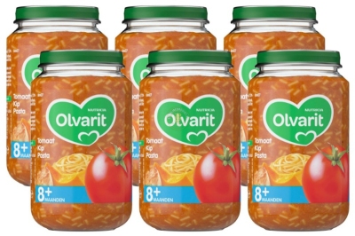 Foto van Olvarit 8m07 tomaat kip pasta 6 x 200g via drogist