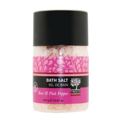 Foto van Treets rose & pink pepper bath salt 450ml via drogist