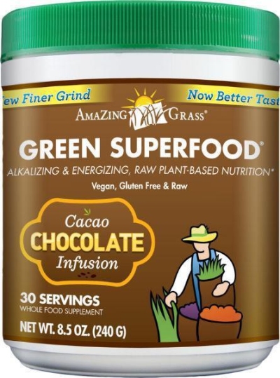 Foto van Amazing grass chocolate green superfood 240g via drogist