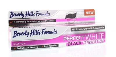 Foto van Beverly hills tandpasta perfect white black sensitive 125ml via drogist