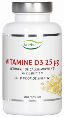 Foto van Nutrivian vitamine d3 25 mcg 100cap via drogist