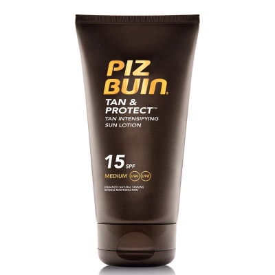 Foto van Piz buin zonnebrand lotion tan & protect spf15 150ml via drogist