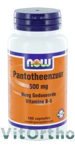 Foto van Now pantothenic acid/panthotheenzuur 100cap via drogist