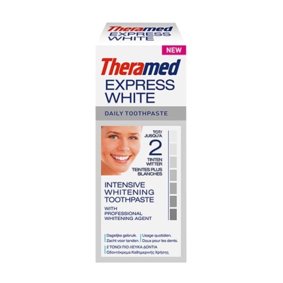 Foto van Theramed whitening tandpasta perfect express white 20ml via drogist