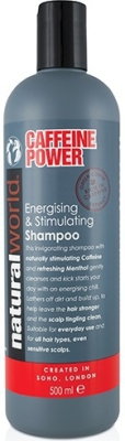 Foto van Natural world shampoo caffeine power 500ml via drogist