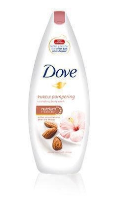 Foto van Dove shower purely pampering amandel 250ml via drogist