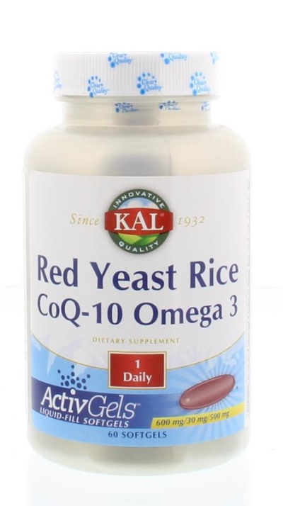 Foto van Kal red yeast rice q10 omega 60st via drogist
