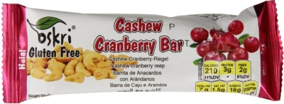 Foto van Oskri reep cashew cranberry 20 x 20 x 53gr via drogist