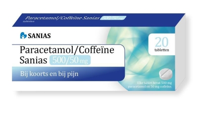 Foto van Sanias paracetamol coffeine 500/50 mg 20tb via drogist