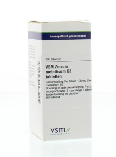 Foto van Vsm zincum metallicum d3 200tab via drogist