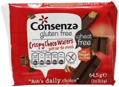 Foto van Consenza crispy choco wafers 64.5g via drogist