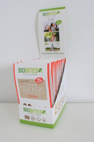 Biobites lijnzaad crackers italian display displ  drogist