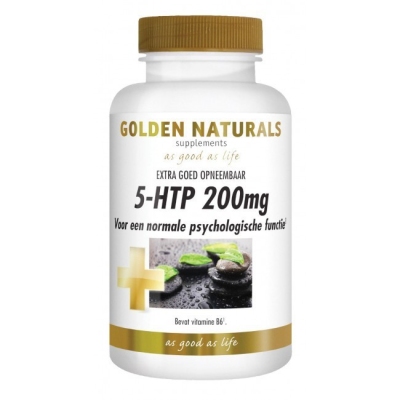 Foto van Golden naturals 5-htp 200 mg 30cp via drogist