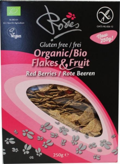 Foto van Rosies flakes fruit red berries 250g via drogist