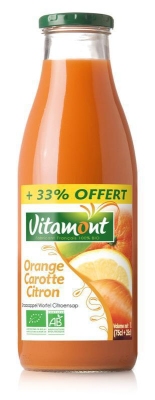 Foto van Vitamont sinaasappel wortel citroen cocktail bio 750ml via drogist