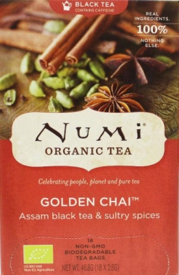 Foto van Numi zwarte thee gold chai spiced assam 18bt via drogist
