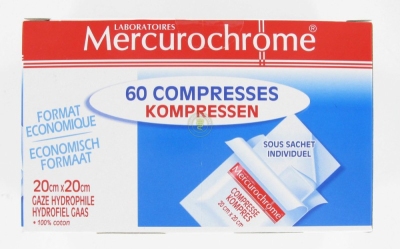 Foto van Mercurochrome kompressen 20x20cm 60 stuks via drogist