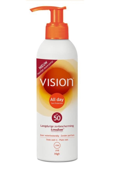 Foto van Vision zonnebrand pomp all day sun protection spf 50 200ml via drogist