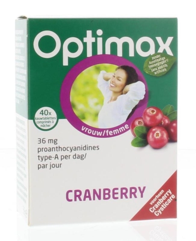 Foto van Optimax cysticare cranberry extra 40kt via drogist