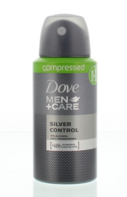 Foto van Dove men deodorant spray compresed silver control 75ml via drogist