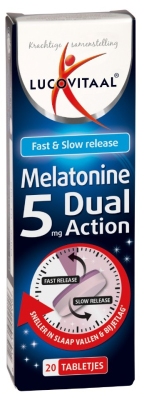Foto van Lucovitaal melatonine 5 mg dual 20 tabletten via drogist