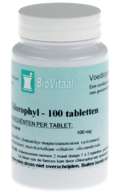 Foto van Biovitaal chlorophyl 100mg 100tb via drogist